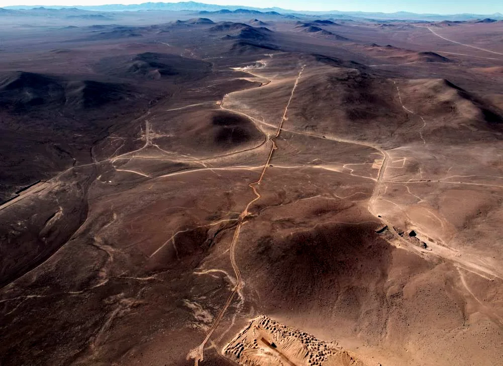 Vista aérea de los caminos de acceso construidos para el Parque Eólico Horizonte
